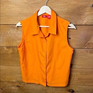 Massimo Orange Sleeveless Button Down Shirt Lg Summer Bright Lightweight Collare